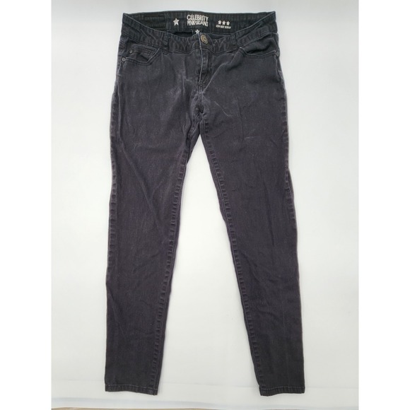 Celebrity Pink Denim - Celebrity Pink Jeans Low Rise Skinny Juniors Faded Black Distressed Size 11